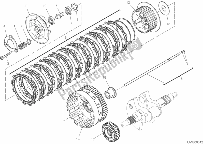 All parts for the Clutch of the Ducati Diavel 1260 Thailand 2020